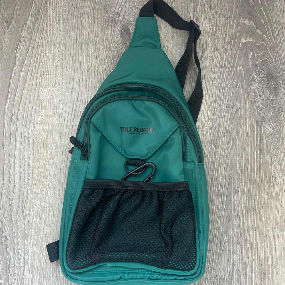 True Religion Green Messenger Bag Sporty Design